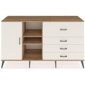 Resim Kronos Konsol 4 Raflı 4 Çekmeceli Tek Kapaklı 176x59x99 Çam-ayta Çam-aytaşı 