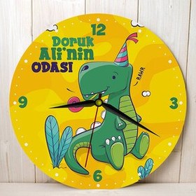 Resim Sevimli Dinozor Çocuk Duvar Saati 