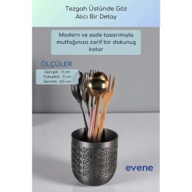 Resim Evene Tezgah Üstü Kaşıklık Dekoratif Dik Kaşıklık Silindir Kaşıklık Beyaz Renk Model 77 