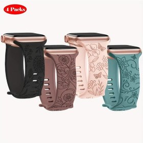 Resim Sunshine022 Mixed Color 2 38 40 41mm 4lu Desenli Silikon Spor Saat Kayışı Su Geçirmez Nefes Alabilir 