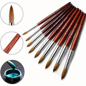 Resim Boyut 2-24 Kolinsky Akrilik Tırnak Fırçası Kaliteli Nail Art Taklit Vizon Fırça Ahşap Saplı Jel Yapıcı Manikür Fırçası Çizim Araçları 