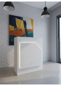 Resim Resital Ledli Karşılama Bankosu G-90 Cm Ofis Kasa Resepsiyon Masası Banko-002-1-1 