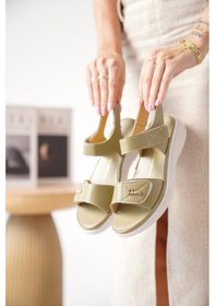 Resim D685 Günlük Ortopedik Kadın Sandalet Haki 