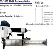 Resim 1 adet F50C Pnömatik Çivi Tabancası, 1850 Çivi Tabancası, 18GA Çiviler, Çivi Uzunluğu 15-50Mm, Sert Anodize Magazin, Uzun Süreli Kullanım, Dayanıklı Ateşleme İğnesi Seti ve O-Ring, Güçlü Kuvvet, Hızlı Hava Dönüşü, Ev Dekorasyonu İçin Sabit Çivi Tabancası, İç Mekan Dekorasyonu, Marangozluk, Zemin Kaplama, Çatı, Kalıp, Kapı ve Pencere Montajı için Uygun, vb. 