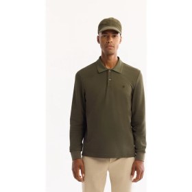 Resim AVVA Erkek Haki Polo Yaka Pamuklu Basic Slim Fit Sweatshirt B001080 