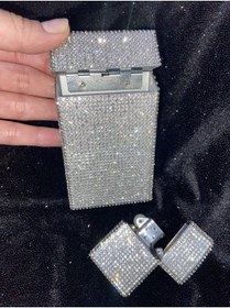 Resim Lüks Taş Slender Sigara Kutusu Ve Zippo Çakmak Touch Blue 