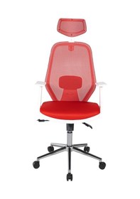Resim Ofisbazaar Dali Beyaz Fileli Yönetici Koltuğu Ergonomik Başlıklı Ofis Koltuğu Kırmızı Kırmızı 