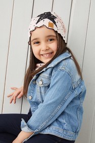 Resim Babygiz Pudra Siyah Çocuk Bebek Şapka Bere Yumuşak %100 Pamuklu Penye Yıldız Seri 