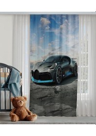 Resim Yarış Arabası Çift Kanatlı Çocuk Odası Fon Perde 