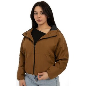 Resim Kadın Taba Kapüşonlu Su Ve Rüzgar Geçirmez Cepli İçi Astarlı Oversize Yağmurluk Taba 