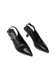 Resim Ayakkabı Fuarı Elit Calissa Kadın Hakiki Rugan Deri Klasik Topuklu Ayakkabı Siyah Siyah 