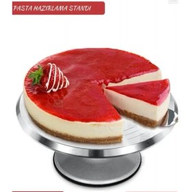 Resim Pasta Hazırlama Standı Paslanmaz Pasta Standı Çelik Pasta Sıvama 30 cm 