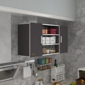 Resim Kenzlife hazır mutfak honnor32 gri 060*120*32 mutfak banyo dolabı kapaklı raflı 