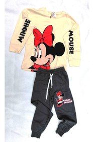 Resim Liliko Minnie Mouse Baskılı Krem Çocuk Alt Üst Penye Pijama Takım 