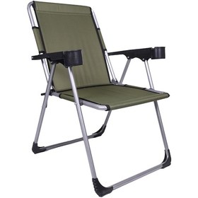 Resim Alin Metal 140 Kg Taşima Kapasiteli Lüks Bardaklıklı Kamp & Piknik Sandalyesi Haki 