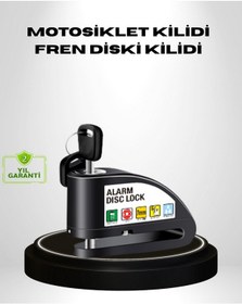 Resim Zengemtx Titreşim Sensörlü Alarmlı Motosiklet Disk Kilidi 14mm Çelik Çift Kilitleme 