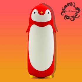 Resim Penguen Figürlü Paslanmaz Çelik Çocuk Matarası 350 Ml Kırmızı 