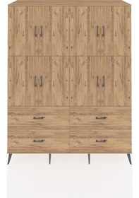 Resim Kronos Gardrop 8 Raflı 4 Çekmeceli 8 Kapaklı 176x59x221 Çam-çam Beyaz 