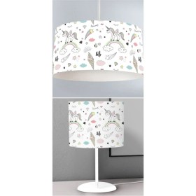 Resim Renkli Çocuk Odası Dijital Baskılı Sarkıt ve Masaüstü Abajur Seti 259 