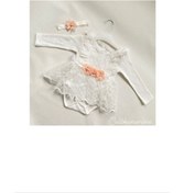 Resim MİRALEL BABY Kız Bebek Güpürlü Bandanalı Çıtçıtlı Badi 