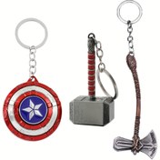 Resim 3'lü Marvel Thor'un Çekici, Stormbreaker & Kalkan Anahtarlık Seti - Dayanıklı Çinko Alaşımlı Süper Kahraman Anahtarlıklar, Thor'un Çekici Tasarımı ile, Marvel Hayranları için İdeal, Koleksiyonluk Fan Ürünü, Sokak Stili Aksesuarı, Yüksek Kaliteli Metal, Karakter Anahtarlık, Hayranlar için Hediye, anahtarlık erkek, anahtarlık modelleri 