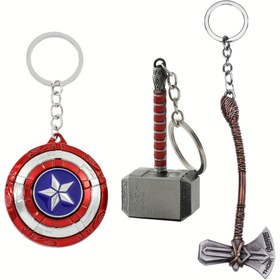 Resim 3'lü Marvel Thor'un Çekici, Stormbreaker & Kalkan Anahtarlık Seti - Dayanıklı Çinko Alaşımlı Süper Kahraman Anahtarlıklar, Thor'un Çekici Tasarımı ile, Marvel Hayranları için İdeal, Koleksiyonluk Fan Ürünü, Sokak Stili Aksesuarı, Yüksek Kaliteli Metal, Karakter Anahtarlık, Hayranlar için Hediye, anahtarlık erkek, anahtarlık modelleri 