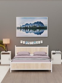 Resim Metalia GM 305 MODERN ÇİFT KİŞİLİK AHŞAP METAL BEYAZ SONOMO KARYOLA 140X190 