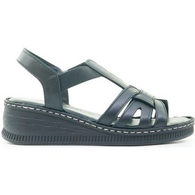 Resim Venüs Kadın Hakiki Deri Dolgu Topuklu Comfort Günlük Sandalet 36-41 24y 24028801y Z Siyah 
