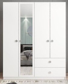 Resim Point 4 Kapaklı Gardırop Dolap Beyaz 