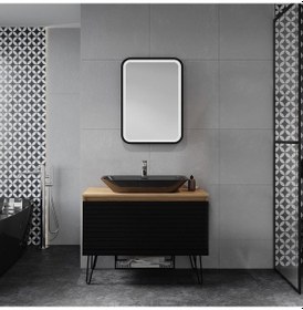 Resim Denko Taylan 100 Cm Mdf Siyah Banyo Dolabı Alt Modül Ve Lavabo Siyah 