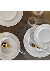 Resim Aryıldız Marta Gold 30 Parça Yemek Takımı Beyaz 