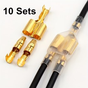 Resim 10 Takım Ağır Hizmet Tipi Elektrik Bağlantı Parçaları - Pirinç Yapı, Otomotiv, Endüstriyel ve Ev Kablolama İçin - 0.5-2.5 AWG Kablo Uyumlu (20 Erkek + 10 Dişi + 20 Erkek Kılıf + 10 Dişi Kılıf) - Elektroniks Gerekmez, Güvenli Sıkma, Hassas Mühendislik, DIY Tutkunları, Endüstriyel Elektrik İşleri, Dayanıklı Terminaller, Yüksek Kalite Terminaller, Endüstri Profesyonelleri 