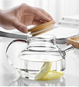 Resim Bambu Kapaklı Borosilikat Cam Demlik 1000ml Royaleks-cm-2000 Çok Renkli 