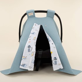 Resim Puset Örtüsü - Çift Taraflı - Petrol Mavisi Petek - Mavi Canlılar 