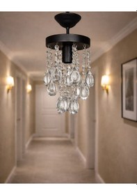 Resim Ömür Avize 15 Cm Kristal Taşlı Siyah Kasa Avize Beyaz 