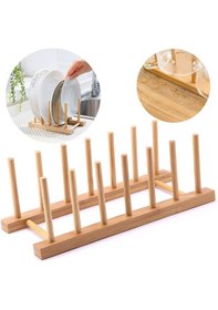 Resim Bambu Tabak Rafı, Kitaplık Ve Organizer Standı- Bambu Tencere Kapak Standı Açık Kahverengi 