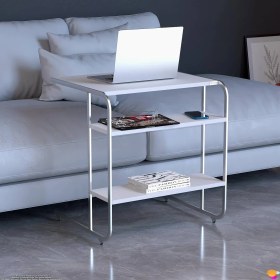 Resim Modilayn C Yan Sehpa Geniş Boy Tekerlekli Çalışma, Atıştırmalık, Yemek, Laptop Sehpası Beyaz 