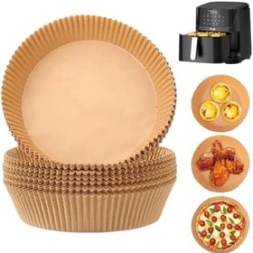 Resim BUFFER® 50 Adet Air Fryer Pişirme Kağıdı Tek Kullanımlık Yağ Geçirmez 23 Cm Yuvarlak Pişirme Kağıdı XXL 