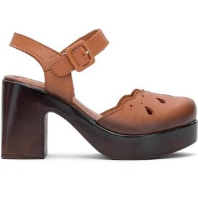 Resim Venüs 2217001y Kadın Hakiki Deri Topuklu Sandalet Taba Taba 