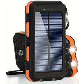 Resim Zhanglei001 10000mah Taşınabilir Solar Power Bank Orange Led Işıklı 2 Usb Şarj Portlu Dayanıklı Şarj Cihazı 