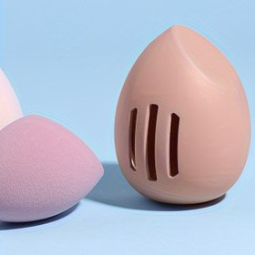Resim 1 adet Makyaj Süngeri Tutucu, Nefes Alabilen Beauty Blender Tutucu, Silikon Makyaj Süngerleri Kurutma Kutusu, Kırılmaz Makyaj Süngeri Organizatörü Seyahat İçin 