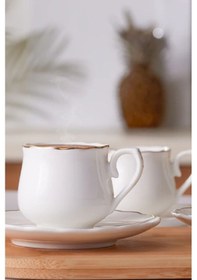 Resim Emsan Beykoz 6 Kişilik Kahve Fincanı Takımı 90 ML Beyaz 