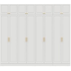 Resim Guneystore Milas Gold 8 Kapaklı Komple Mdf Yüklüklü Gardırop 