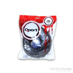 Resim Qport VGA20 15 Pin Filtreli 20 M Erkek Erkek Monitör Kablo (Q-VGA20) 