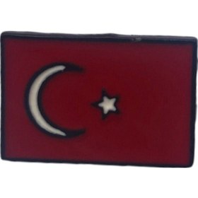 Resim Herşey Nota Türk Bayrağı Yaka İğnesi Rozet Kırmızı - Beyaz 