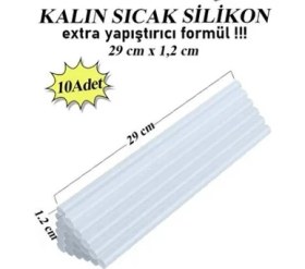 Resim Glanart Kalın Sıcak Silikon Mum Silikon 10 Adet 1 Mum Çubuk Silikon Kalın Silikon Tabancası Yedeği 