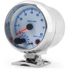 Resim Geeroyoo Evrensel 3.75" Araç Tachometre 0-8000 Rpm Mavi Vites Işığı Gümüş Kadran Yarış Performans Ölçer Jzr-gy 