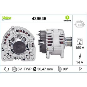 Resim Valeo 439646 Alternator 12 V 150a Renault Clio 05-. Kangoo 08-. Megane 03-09 1.5 Dci (WT219135) 