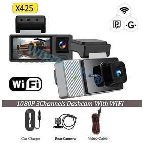 Resim Wıfı App Video Kaydedici 2/3 Kanal Dashcam Araba 1080 P Araba Dvr Gece 64g X425-wıfı-3cam 
