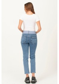 Resim Busa Hamile Alt Karın Destekli Mom Fit Kot Pantolon Mavi-mavi 